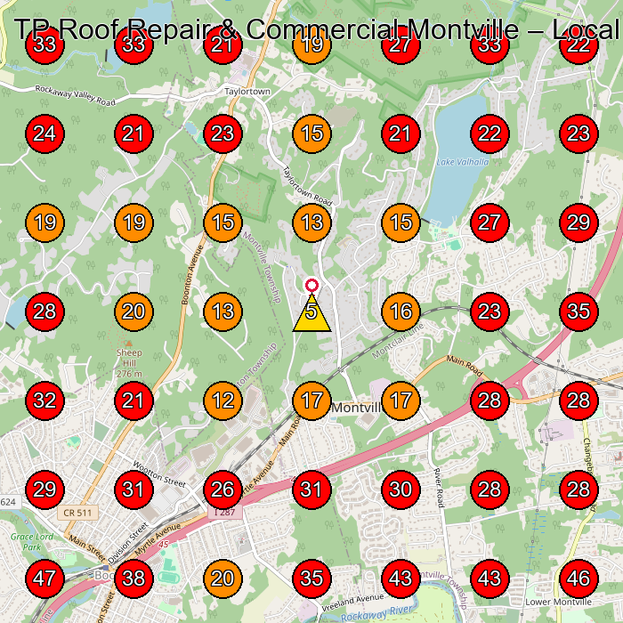 TP Roof Repair & Commercial Montville GeoGrid visibility map for Roofing Contractor in None